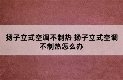 扬子立式空调不制热 扬子立式空调不制热怎么办